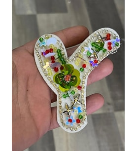10X8 CM PAYETLİ Y HARFİ APLİKE ARMA DİKİŞ VE HOBİ AKSESUARI
