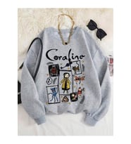 Unisex Caroline Karakter Baskılı Oversize Swweatshirt (Gri)