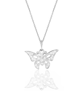Söğütlü Silver Gümüş rodyumlu zirkon taşlı kelebek kolye