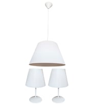 Taç Yatak Odası Avize ve Abajur Seti (Beyaz)