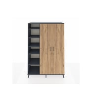 Hyperion Dolap 7 Raflı 2 Kapaklı Tek Askılı 132x44x195 Antrasit-Çam/Antrasit