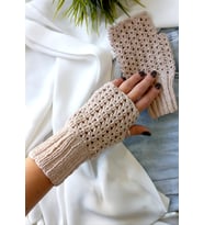Trendy Parmaksız Eldiven (Krem)