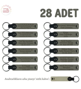 Kül Gri & Sütlü Kahve, Özel Mevlitleriniz İçin İsim Ve Yazı Yazılabilen 28' li Anahtarlık Set