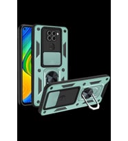 Xiaomi Redmi Note 9 4G Uyumlu Kılıf Pars Lens Yüzüklü Silikon - Yeşil