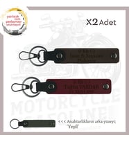 Bikerlar İçin Özel, İsim Plaka ve 0 Rh (-) Kan Grubu Yazılı Hediye x2 Anahtarlık, K Kahve-Bordo-Ysl (Çok Renkli)
