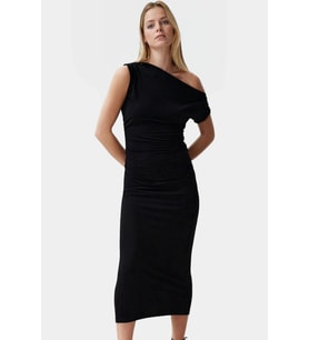 Yazlık Kısa Kollu Bodycon Elbise Örme Çok Midi Boy Konforlu Kesim Premium Kalite