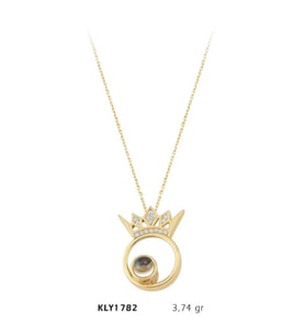 14 Ayar Altın Kral Tacı Kolye KLY1782 (Çok Renkli)