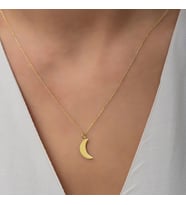 Kişiye Özel 925 Ayar Gümüş Minimal Hilal Sembol Kolye (Gold)