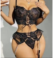 Amora Secret Büstiyerli Dantel Fantezi Siyah Jartiyer Takımı