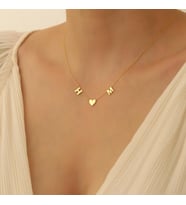 Kişiye Özel Çift Harf Kalp Kolye 925K Gümüş (Gold)