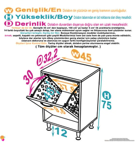Modilayn SÖKE 45 cm ÇAMAŞIR SEPETLİ BANYO DOLABI