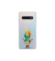 Samsung Galaxy S10 ile uyumlu Splash ahtapot tasarımlı şeffaf silikon kılıf