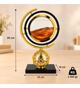 Dekoratif Gold Dünya Tasarımlı Masa Saati Mavi Kum Sanatı Hareketli Kum Saati Ofis ve Ev Dekorasyonu