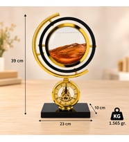 Dekoratif Gold Dünya Tasarımlı Masa Saati Mavi Kum Sanatı Hareketli Kum Saati Ofis ve Ev Dekorasyonu