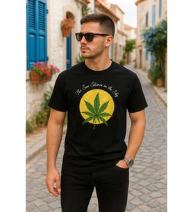 Ön Ve Arka Baskılı Oversize Bisiklet Yaka T-shirt- Siyah