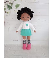 Esmer Bukle Saçlı Bebek Amigurumi Organik Oyuncak