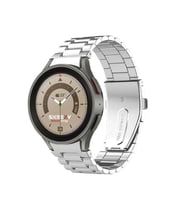 Samsung Galaxy Watch 6 40 43 44 47mm Uyumlu Kavisli Ironweft Döküm Çelik Metal Kordon (Gümüş)