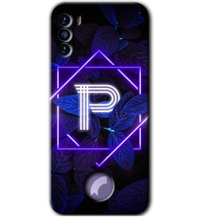 Reeder S19 Max Pro S Kılıf HD Desen Baskılı Arka Kapak - Dark Neon Yaprak P Harfi
