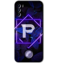 Reeder S19 Max Pro S Kılıf HD Desen Baskılı Arka Kapak - Dark Neon Yaprak P Harfi