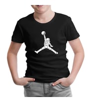 Astronot Uzay Topu Siyah Çocuk Tshirt