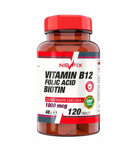 Nevfix Vitamin B12 Folic Acid Biotin 1000 Mcg 120 Tablet