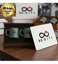Logonuza Özel 10 Adet Kutulu Koyu Yeşil Renk Kahve Fincanı Seti – Kutulu Seramik Fincan Kurumsal Hediye Seti