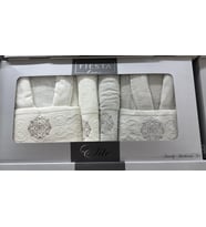 Elit Kadife Jakarlı 3d Nakışlı Bornoz Seti 6 Prç.