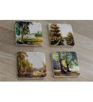 Sonbahar Ağaçları Doğal Taş Bardak Altlığı 4'lü set - Natural Stone Coasters