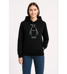 Nihilist Penguen Özel Tasarım Oversize Kapüşonlu Sweatshirt - Siyah