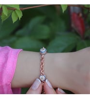 Kalp Nazar Boncuklu Zirkon Taşlı Rose Gold Kaplama Zincir Bileklik
