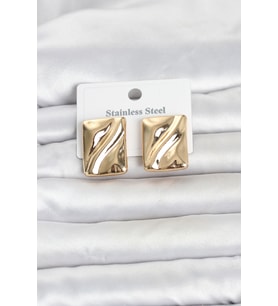 316L Çelik Gold Renk Plaka Model Kadın Küpe 5886 - HPSBYI5907-1050