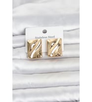 316L Çelik Gold Renk Plaka Model Kadın Küpe 5886 - HPSBYI5907-1050