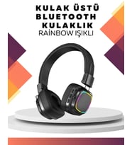 Kablosuz Rgb Işıklı Katlanabilir Bluetooth Kulak Üstü Kulaklık (Çok Renkli)