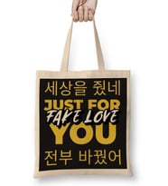 Bts Fake Love Typography Bez Çanta Uzun Saplı