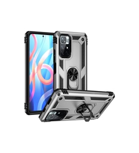 Xiaomi Redmi Note 11t Kılıf Sofya Yüzüklü Silikon Kapak - Gümüş