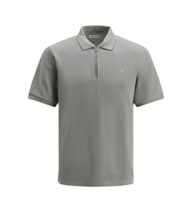 Jack & Jones 12279177 Jjeaustin Zip Polo Ss Sn Gri