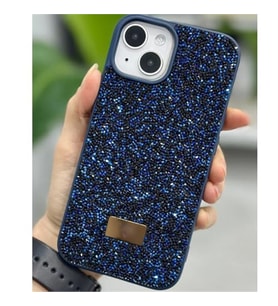 Coverzone iPhone 12 Pro ile Uyumlu Elmas Desen Ta?l? K?l?f � 2 mm Kamera �?k?nt? Koruma, I??lt?l? L�ks ??k Darbe Emici Kapak Lacivert