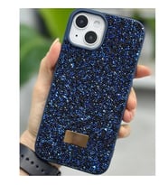 Coverzone iPhone 12 Pro ile Uyumlu Elmas Desen Ta?l? K?l?f � 2 mm Kamera �?k?nt? Koruma, I??lt?l? L�ks ??k Darbe Emici Kapak Lacivert