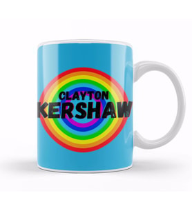 Clayton Kershaw CARTON ART   Baseball Lovers Gifts Vintage Retro Rainbow Kupa Bardak Porselen