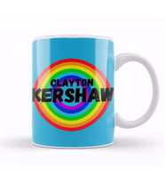 Clayton Kershaw CARTON ART   Baseball Lovers Gifts Vintage Retro Rainbow Kupa Bardak Porselen