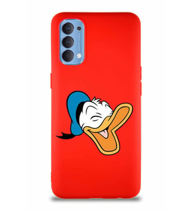 Oppo Reno 4 Soft Premier Kapak Donald Duck-E Tasarımlı Silikon Kılıf - Kırmızı (Şeffaf)