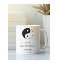 Beyaz Kupa Bardak Ying Yang Meditasyon Yoga