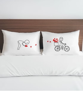 BK Gift Sevgili Tasarımlı Pamuklu 2’li Yastık Kılıfı Seti-3 50x70cm, Sevgiliye Hediye, Ev Hediyesi, Tasarım Ev Tekstili