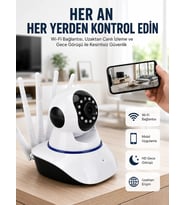 Led Aydınlatmalı 5 Antenli Motorlu 1080p Wifi Kamera Sensörlü Yeni Nesil