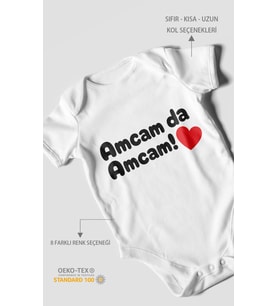 Amcam Da Amcam! Kısa Kollu Bebek Body %100 Pamuk