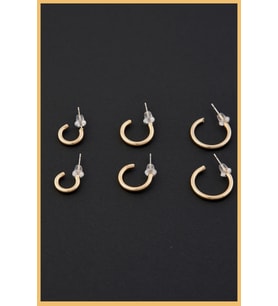 Kadın Gold 6'lı İnce Halka Küpe seti