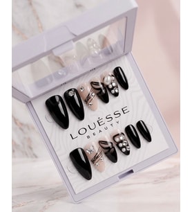 Louésse Midnight Pearl Takma Tırnak 12’li Siyah Taşlı İnci Detaylı Nail Set