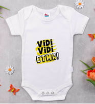 BK Kids Vidi Vidi Etma Tasarımlı Beyaz Bebek Body Zıbın-1