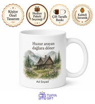Yayla Evi Temalı Kişiye Özel Baskılı Kupa Bardak Hediye