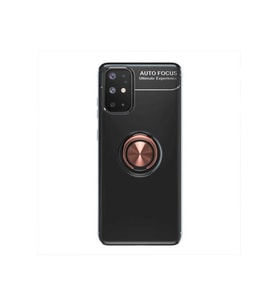 Samsung Galaxy A31 Uyumlu Kılıf Zore Ravel Silikon Kapak (Siyah-Rose Gold)